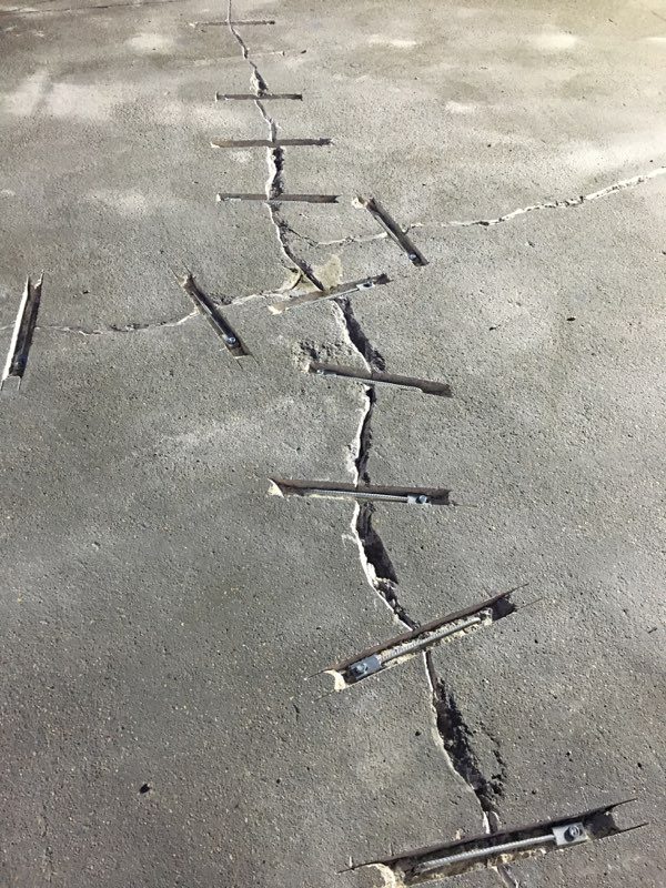 concrete slab crack repair stitching